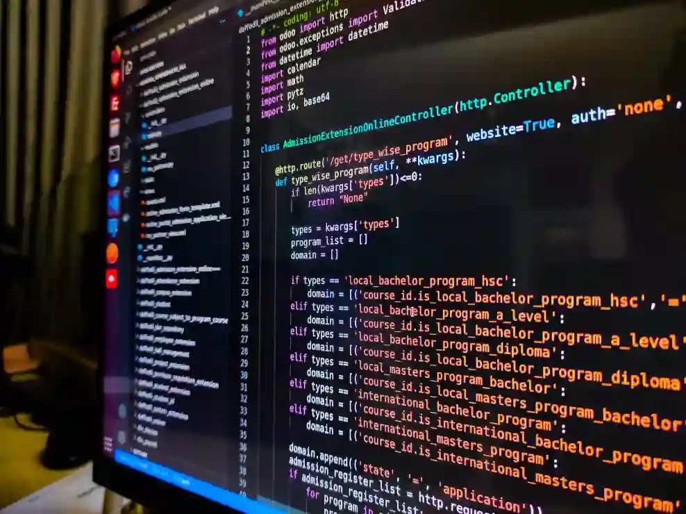 screen with code